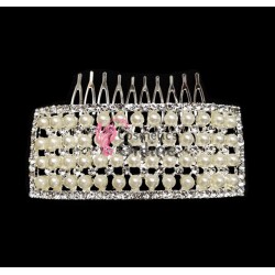 Accesoriu elegant pentru decor par AP004 Argintiu cu cristale si perle